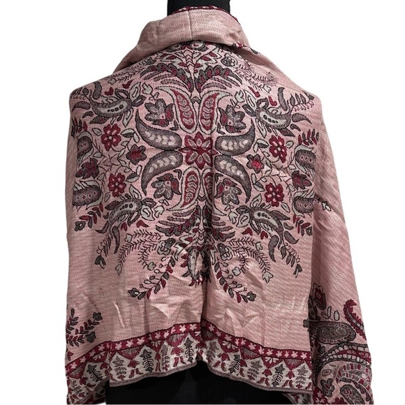 Elegant Large Shawl Wrap Double-sided Super Soft Quality Rayon Silver Black Pink - Picture 5 of 16